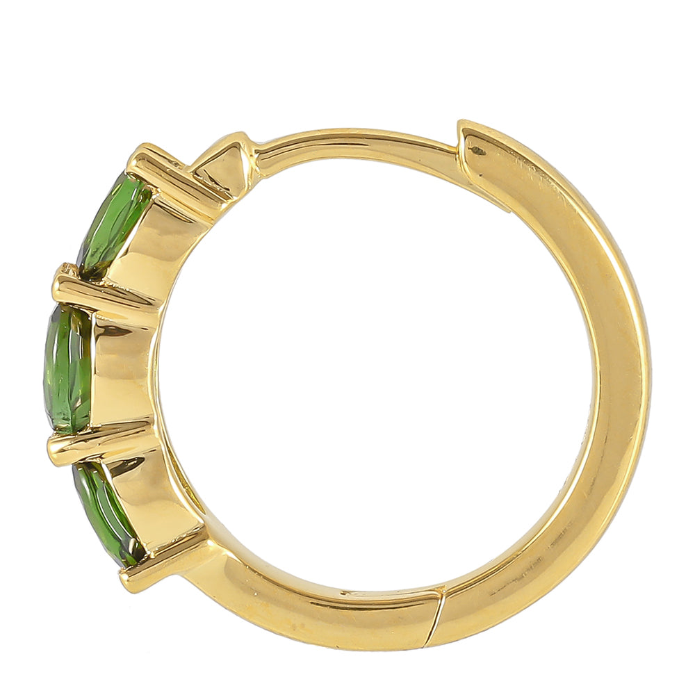 Pendientes de Plata Bañada en Oro con Turmalina Verde 2 