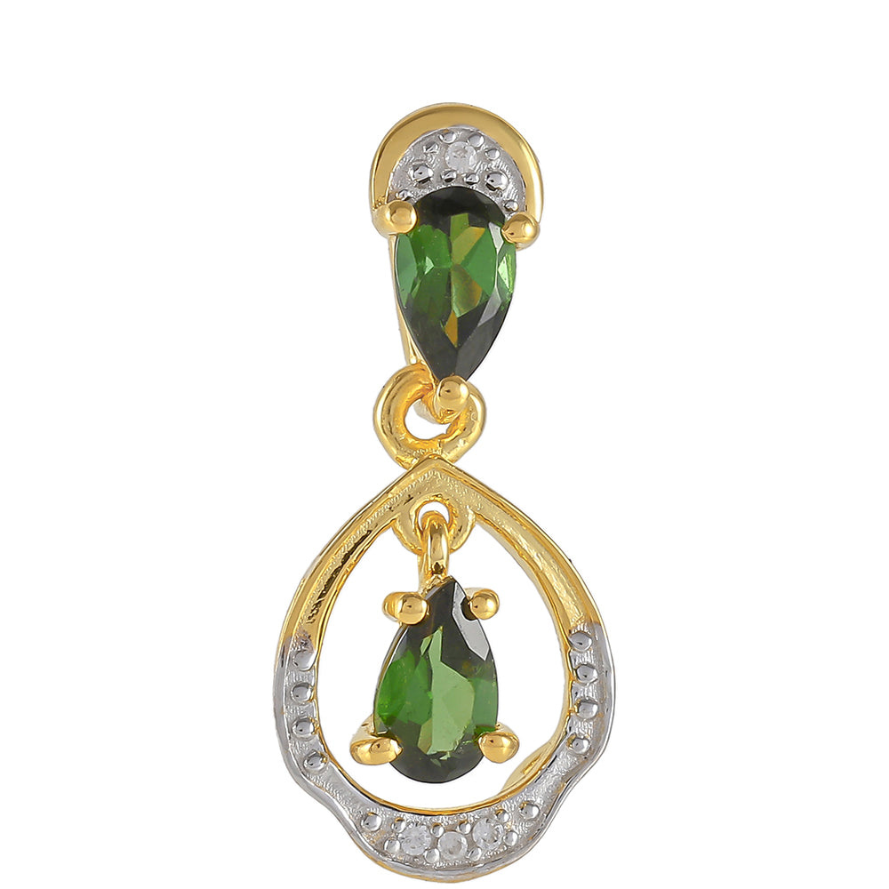 Colgante de Plata Bañada en Oro con Turmalina Verde y Zircón natural 1 