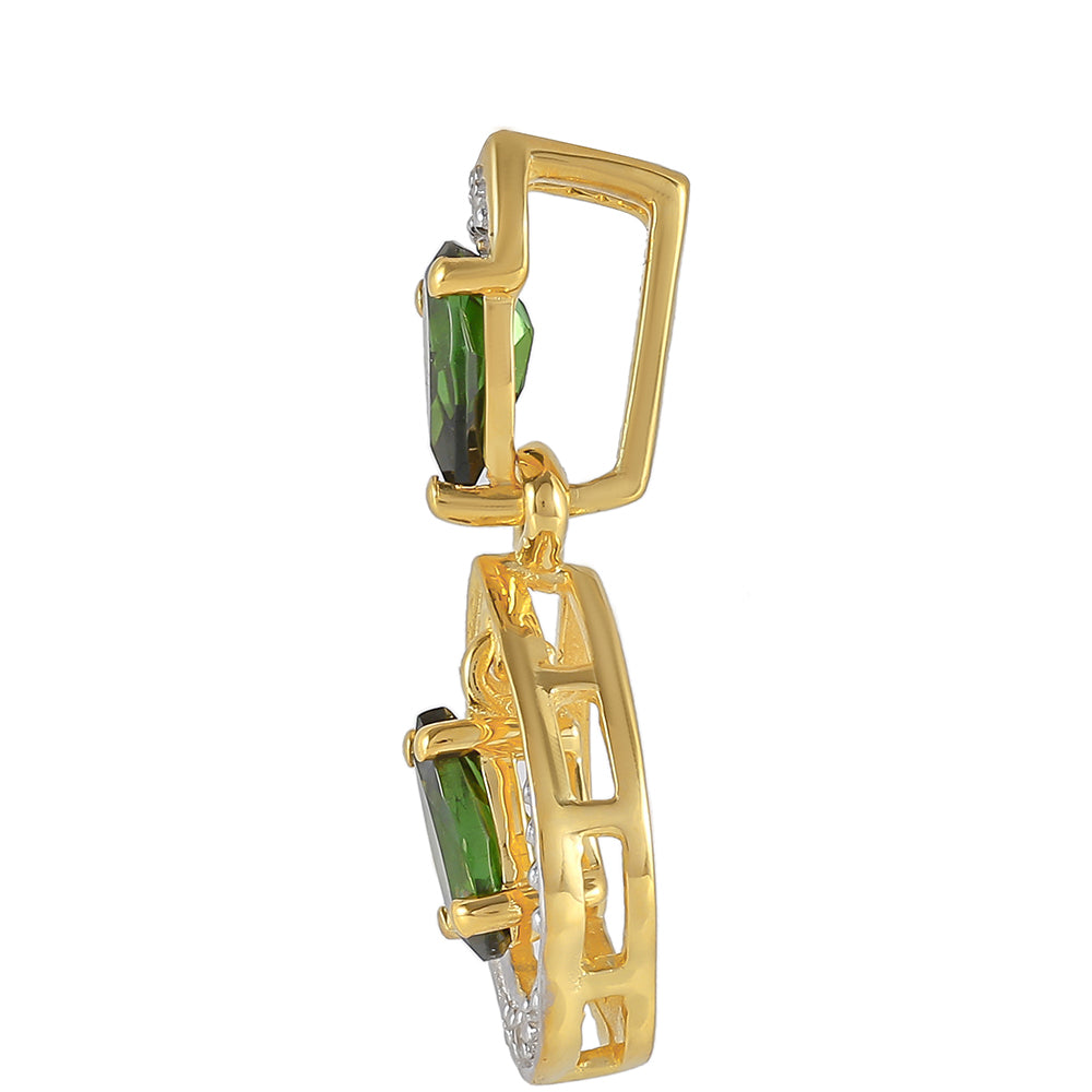 Colgante de Plata Bañada en Oro con Turmalina Verde y Zircón natural 2 