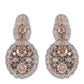 Pendientes de Plata Bañada en Oro Rosa con Diamante Champagne y Diamante blanco