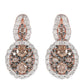 Pendientes de Plata Bañada en Oro Rosa con Diamante Champagne y Diamante blanco