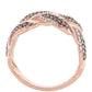Anillo de Plata Bañada en Oro Rosa con Diamante Champagne y Diamante blanco