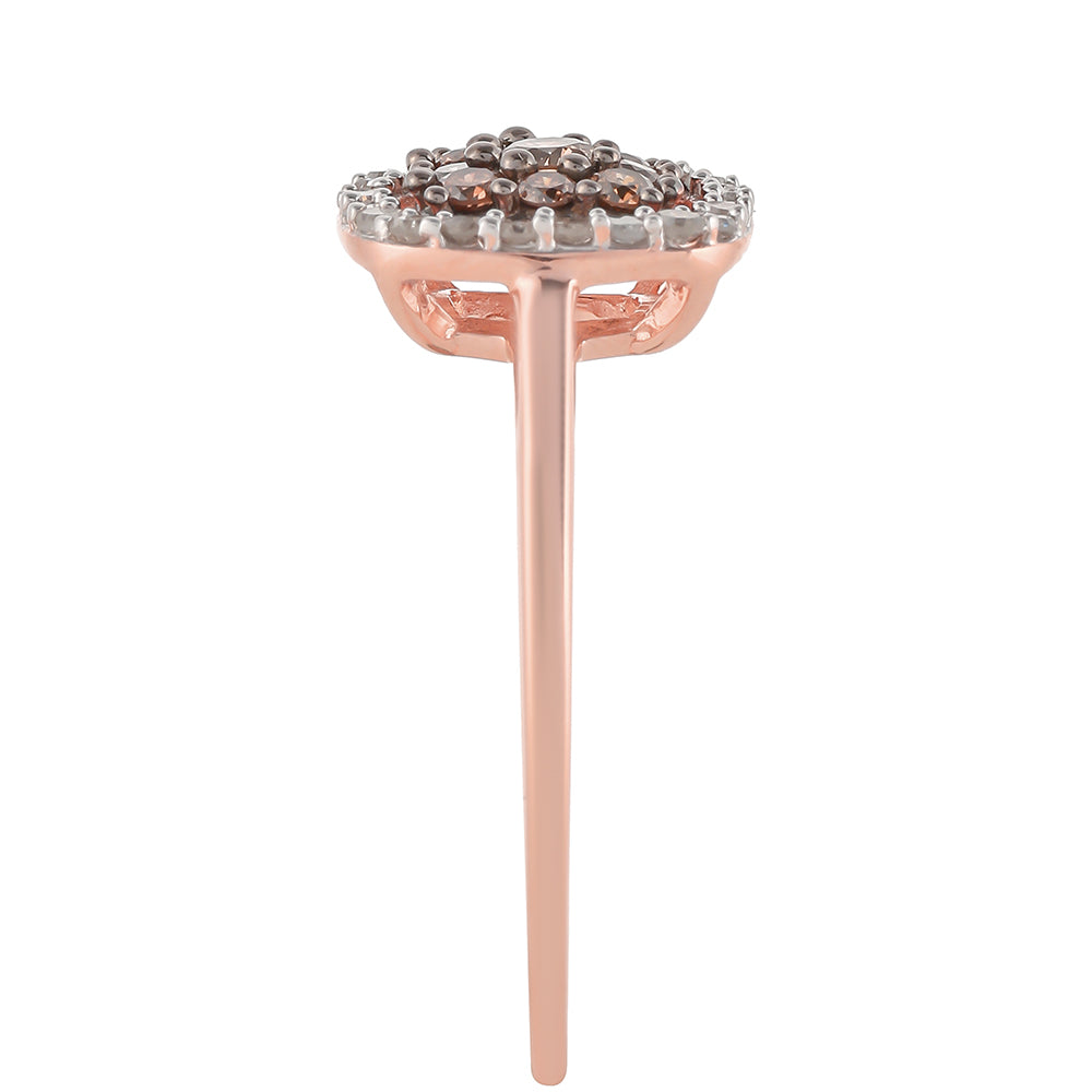 Anillo de Plata Bañada en Oro Rosa con Diamante Champagne y Diamante blanco 3 