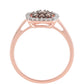 Anillo de Plata Bañada en Oro Rosa con Diamante Champagne y Diamante blanco
