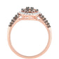 Anillo de Plata Bañada en Oro Rosa con Diamante Champagne y Diamante blanco