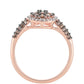 Anillo de Plata Bañada en Oro Rosa con Diamante Champagne y Diamante blanco