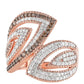 Anillo de Plata Bañada en Oro Rosa con Diamante Champagne y Diamante blanco