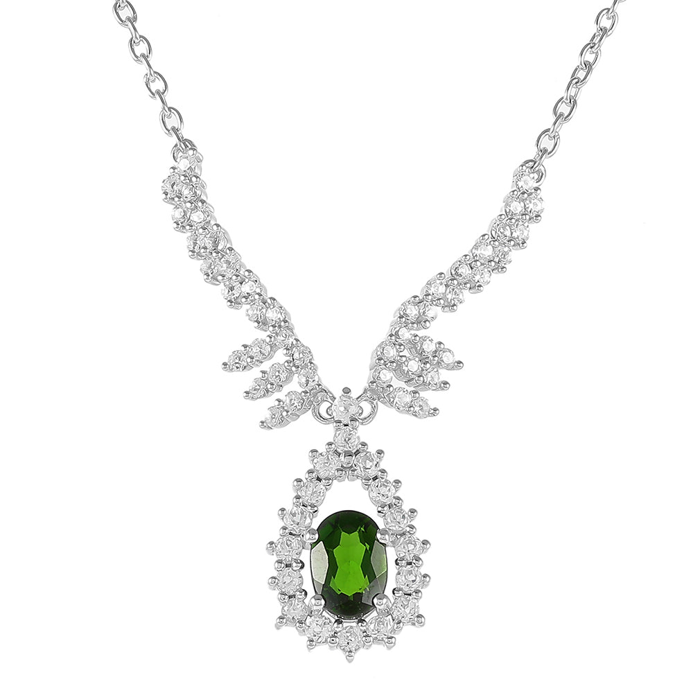 Collar de Plata con Diópsido de Cromo y Topacio Blanco 1 