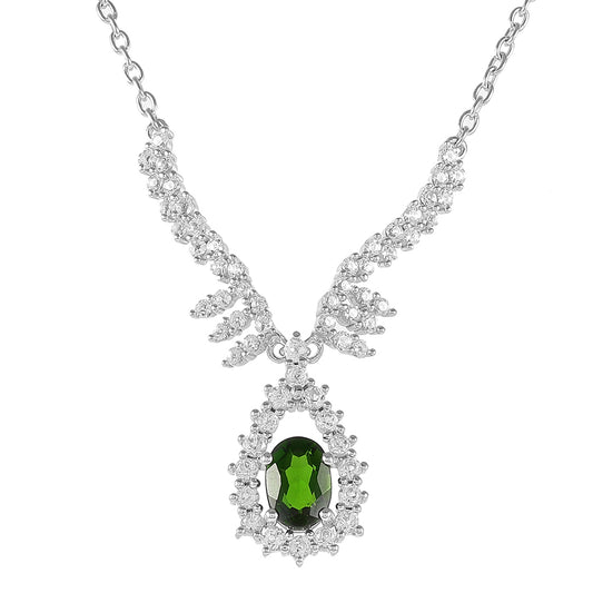Collar de Plata con Diópsido de Cromo y Topacio Blanco
