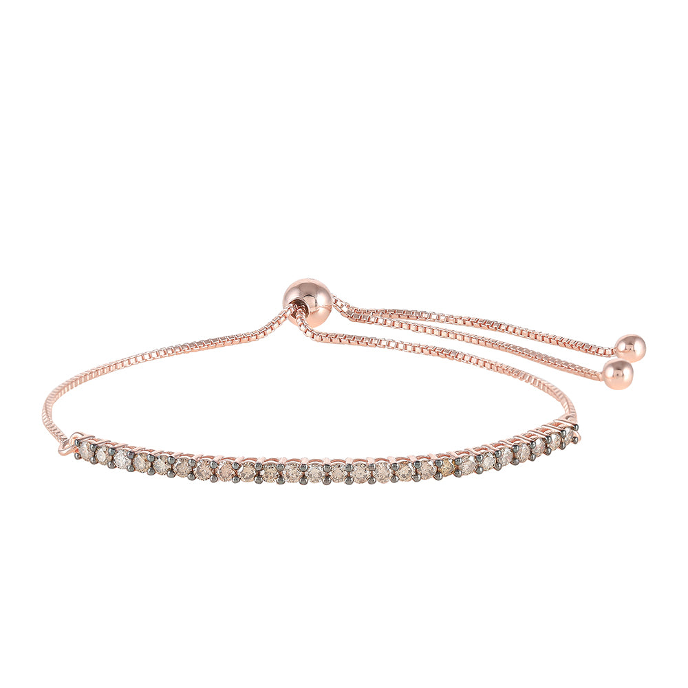 Pulsera de Plata Bañada en Oro Rosa con Diamante Champagne 1 