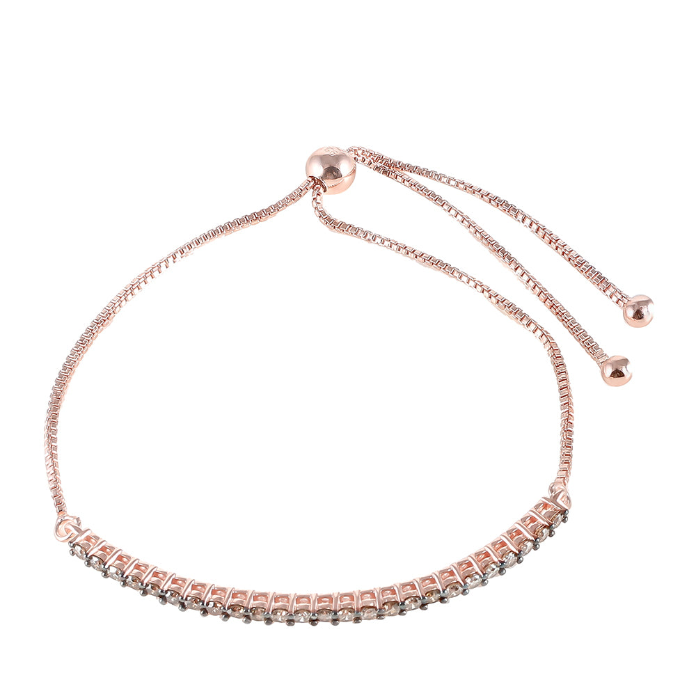 Pulsera de Plata Bañada en Oro Rosa con Diamante Champagne 2 