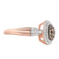 Anillo de Plata Bañada en Oro Rosa con Diamante Champagne y Diamante blanco