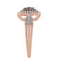 Anillo de Plata Bañada en Oro Rosa con Diamante Champagne y Diamante blanco
