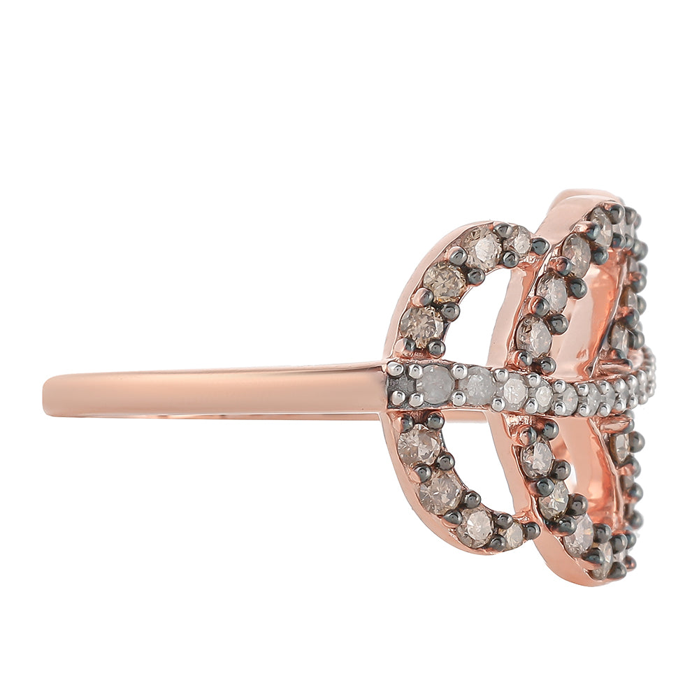 Anillo de Plata Bañada en Oro Rosa con Diamante Champagne y Diamante blanco 2 