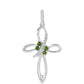 Cruz Colgante de Plata con Diópsido de Cromo y Topacio Blanco