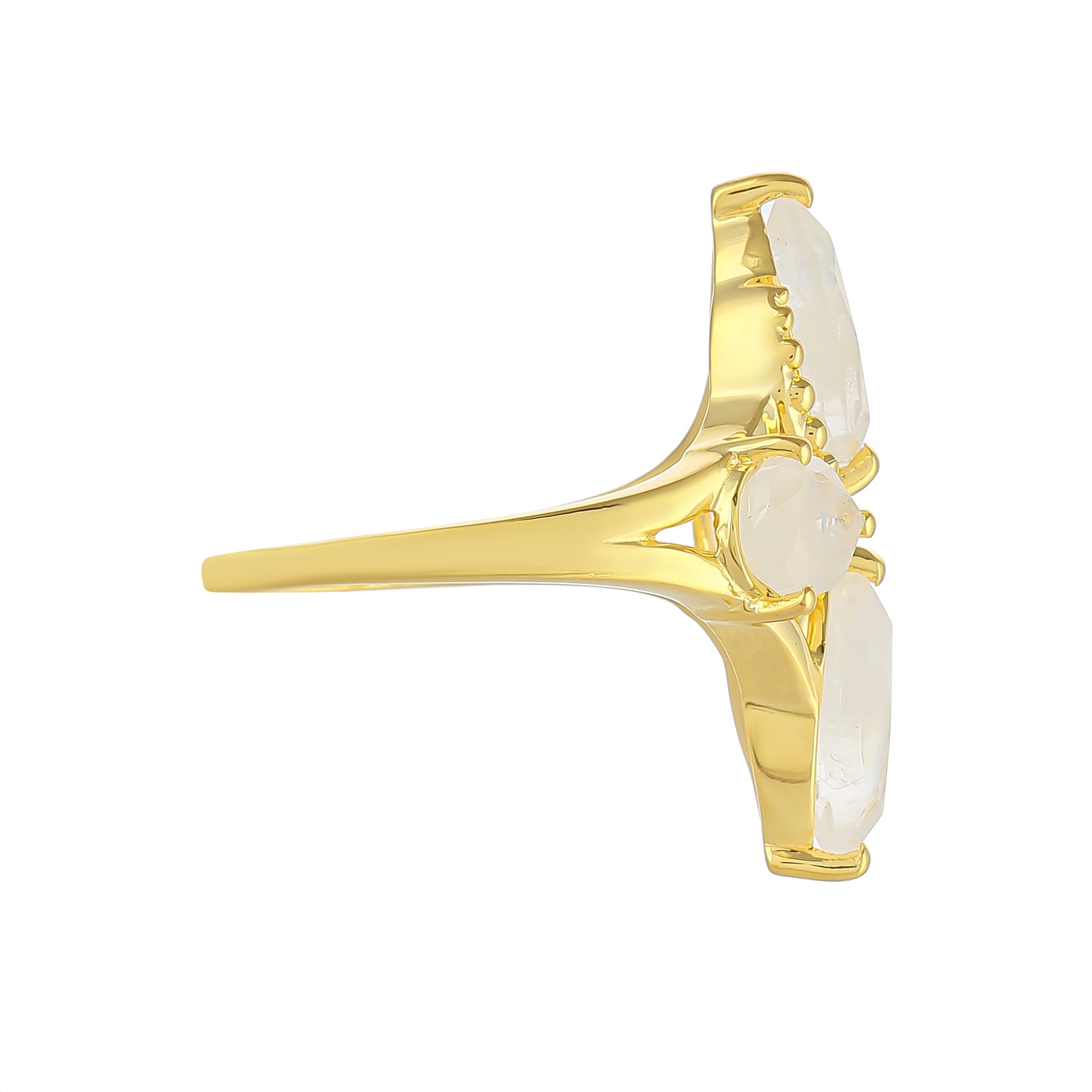 Anillo de Plata Bañada en Oro con Piedra Lunar Arco Iris 2 