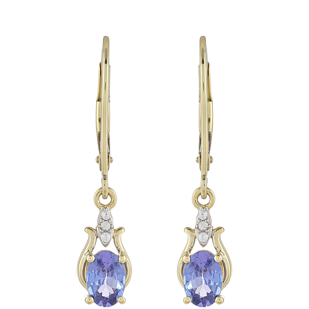 Pendientes de Oro 9K con Tanzanita AAA y Zircón natural 1 