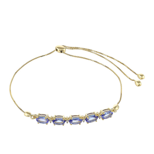 Pulsera de Oro 9K con Tanzanita AAA y Zircón natural