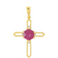 Cruz Colgante de Plata Bañada en Oro con Rubí de Tailandia y Topacio Blanco