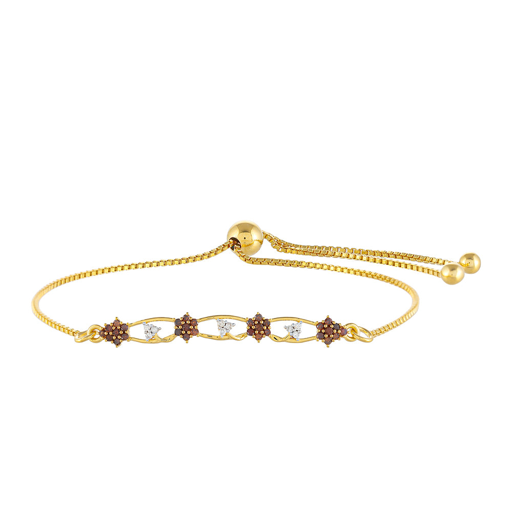 Pulsera de Plata Bañada en Oro con Diamante Rojo y Diamante blanco 1 