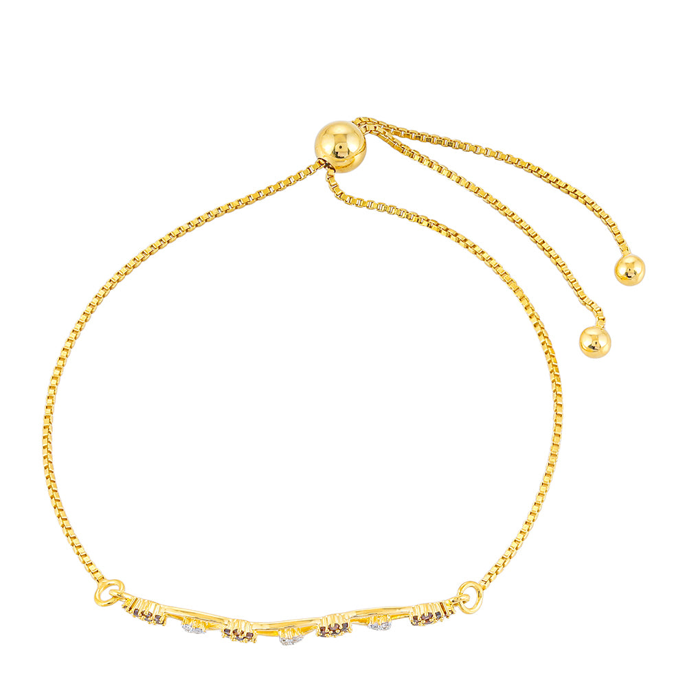 Pulsera de Plata Bañada en Oro con Diamante Rojo y Diamante blanco 2 