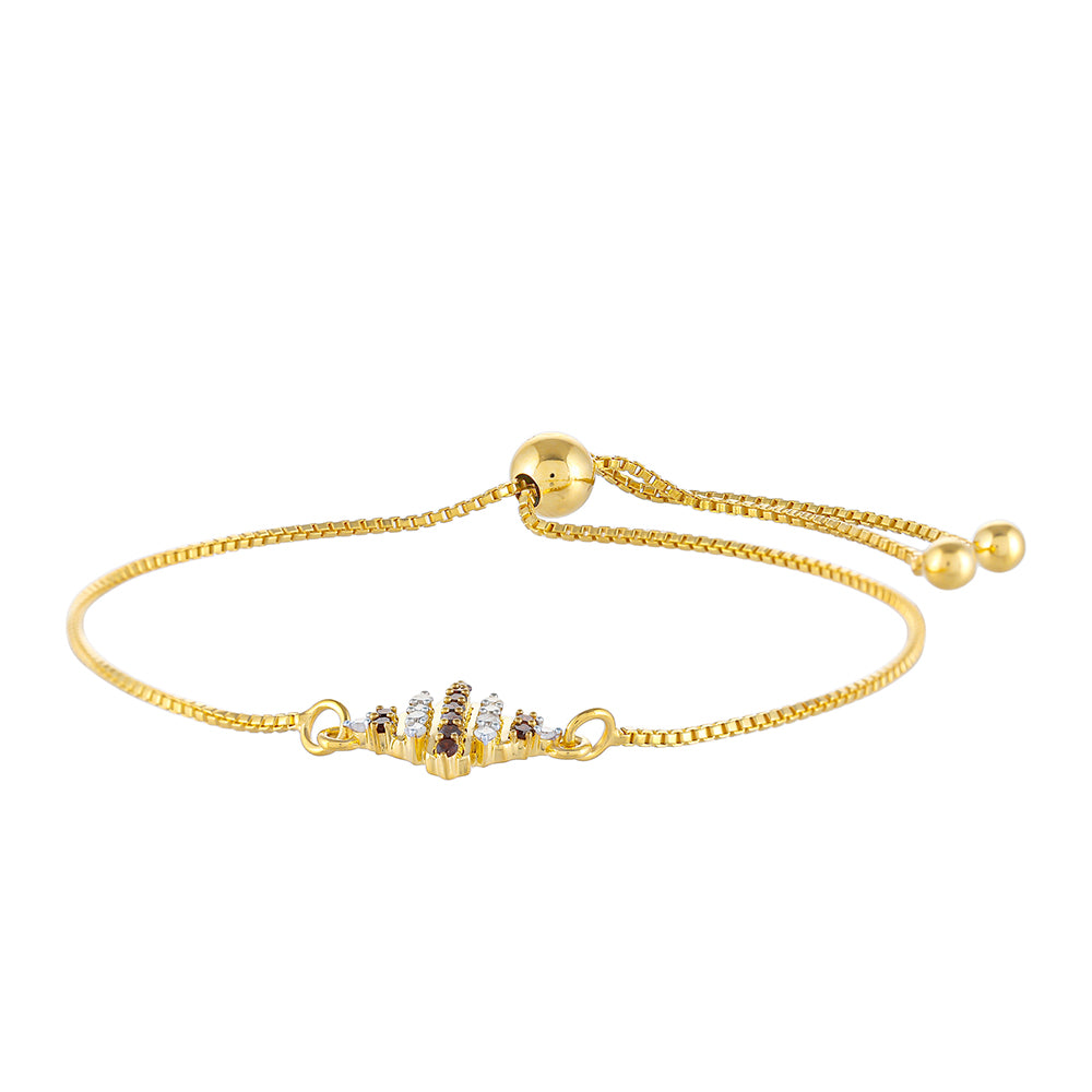 Pulsera de Plata Bañada en Oro con Diamante Rojo y Diamante blanco 2 