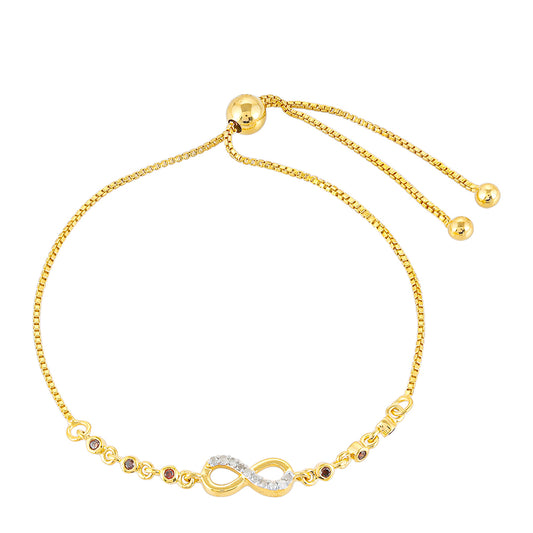 Pulsera de Plata Bañada en Oro con Diamante Rojo y Diamante blanco