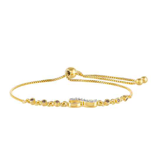 Pulsera de Plata Bañada en Oro con Diamante Rojo y Diamante blanco