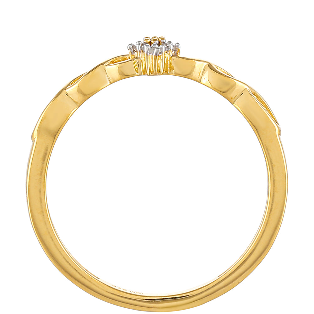 Anillo de Plata Bañada en Oro con Diamante Rojo y Diamante blanco 4 