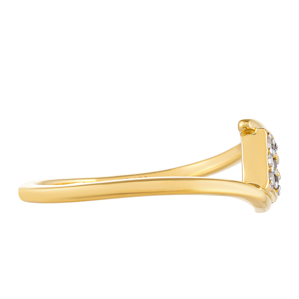 Anillo de Plata Bañada en Oro con Diamante Rojo y Diamante blanco 2 