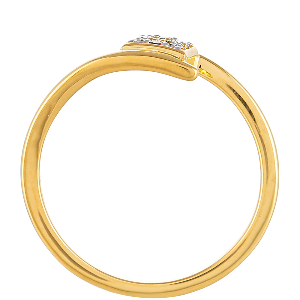 Anillo de Plata Bañada en Oro con Diamante Rojo y Diamante blanco