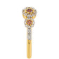 Anillo de Plata Bañada en Oro con Diamante Rojo y Diamante blanco