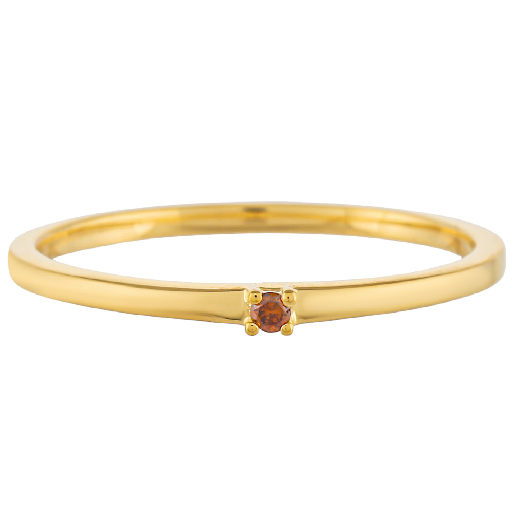 Anillo de Plata Bañada en Oro con Diamante Rojo