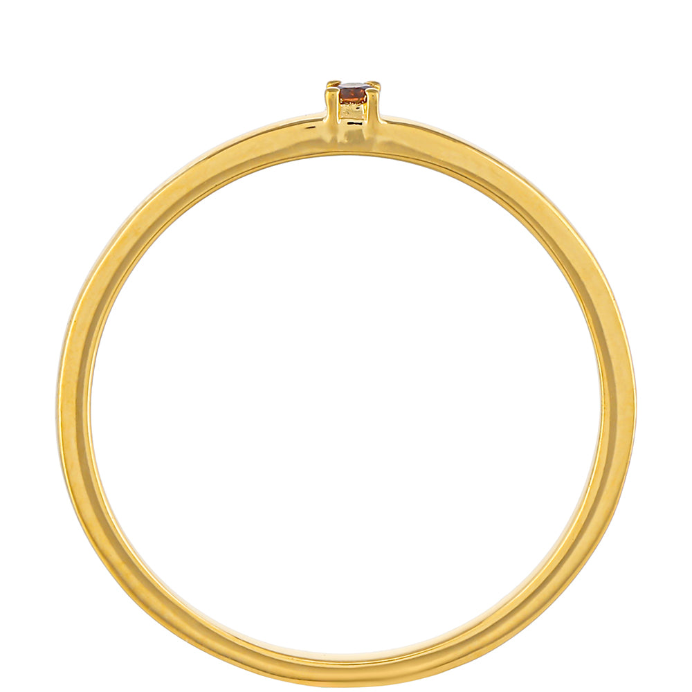 Anillo de Plata Bañada en Oro con Diamante Rojo