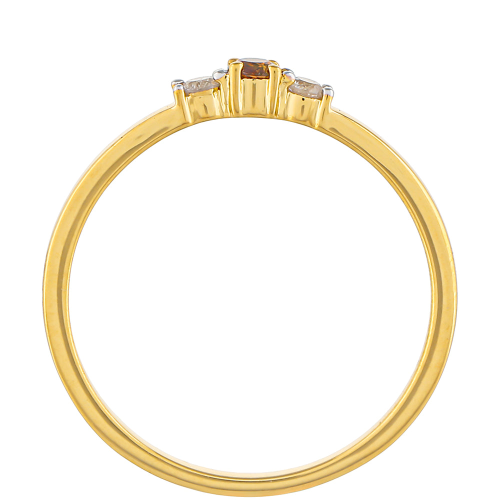 Anillo de Plata Bañada en Oro con Diamante Rojo y Diamante blanco 4 