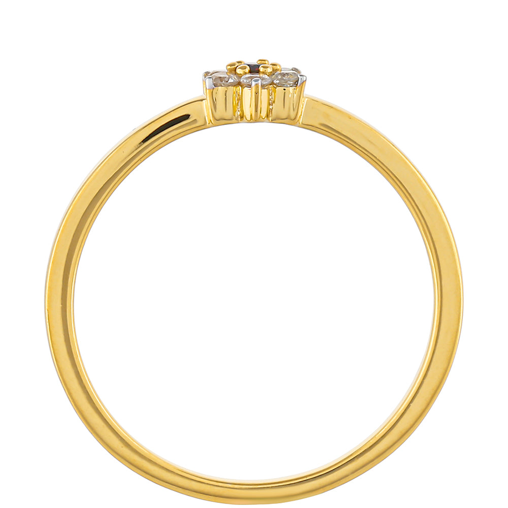 Anillo de Plata Bañada en Oro con Diamante Rojo y Diamante blanco