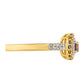 Anillo de Plata Bañada en Oro con Diamante Rojo y Diamante blanco