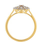 Anillo de Plata Bañada en Oro con Diamante Rojo y Diamante blanco