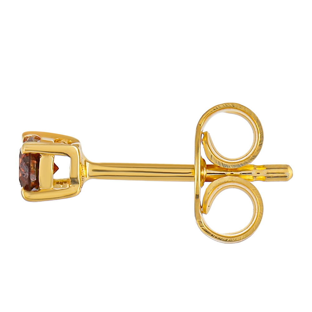 Pendientes de Plata Bañada en Oro con Diamante Rojo 2 