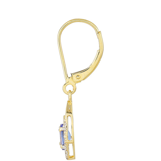 Pendientes de Oro 9K con Tanzanita AAA y Zircón natural