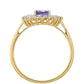 Anillo de Oro 9K con Tanzanita AAA y Zircón natural