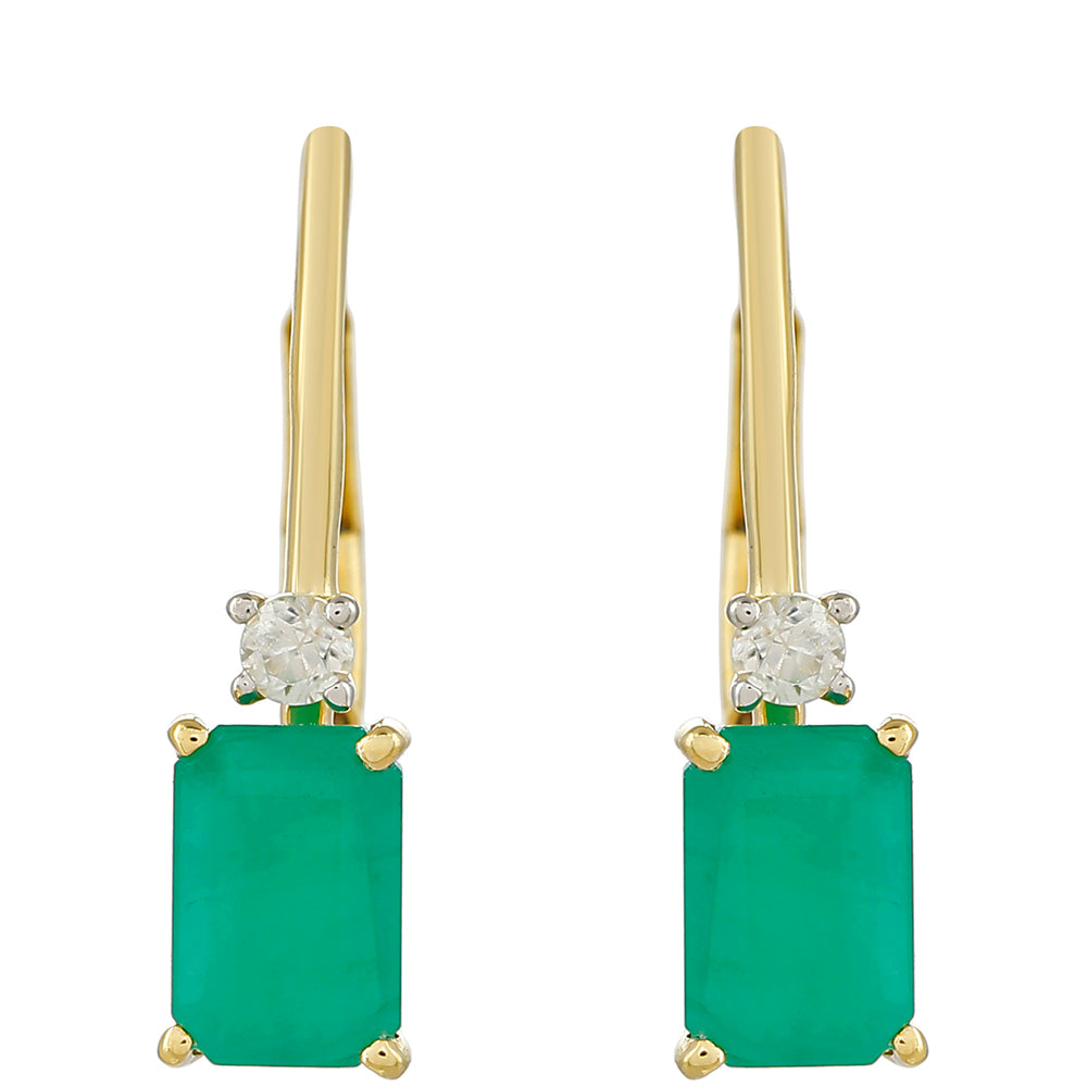 Pendientes de Oro 9K con Esmeralda de Brasil y Zircón natural