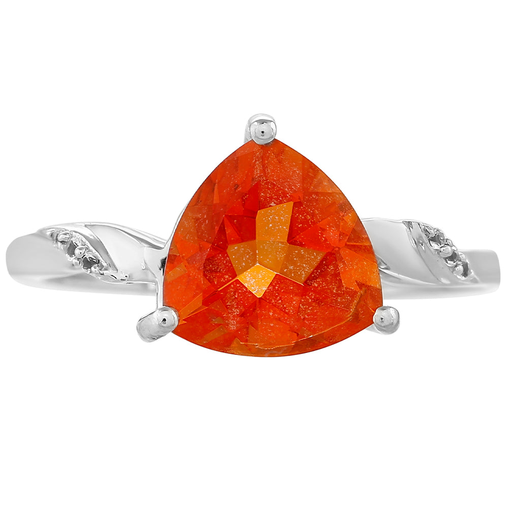 Anillo de Plata con Cuarzo Padparadscha y Topacio Blanco
