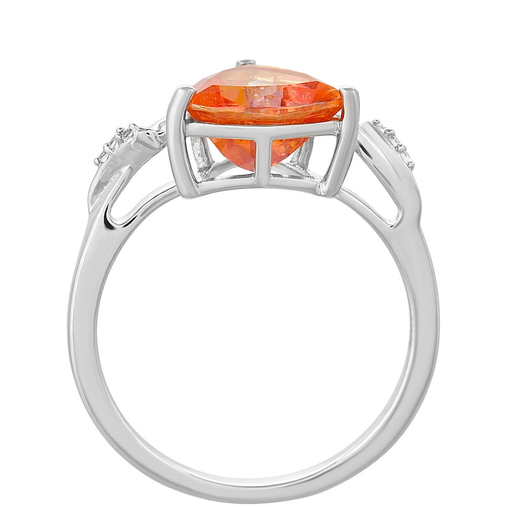 Anillo de Plata con Cuarzo Padparadscha y Topacio Blanco 4 