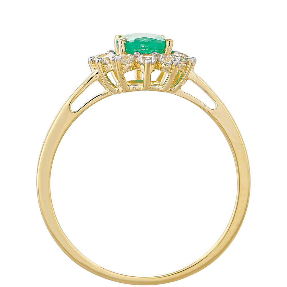 Anillo de Oro 9K con Esmeralda de Brasil y Zircón natural 4 