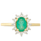 Anillo de Oro 9K con Esmeralda de Brasil y Zircón natural