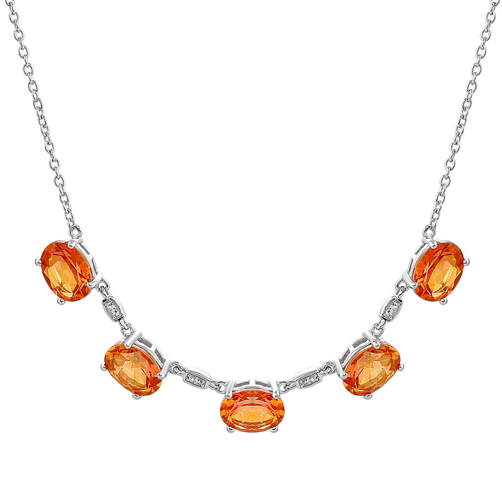 Collar de Plata con Cuarzo Padparadscha y Topacio Blanco 1 