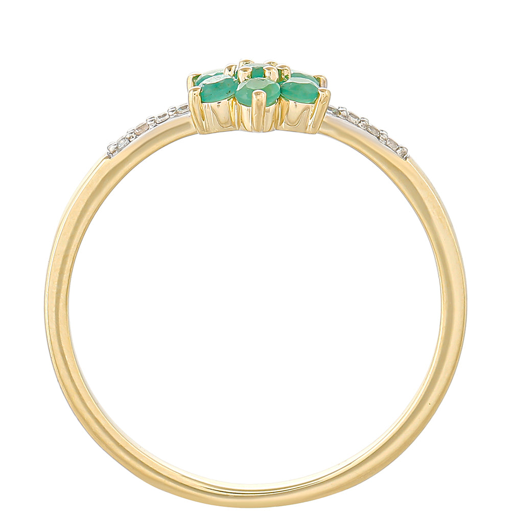 Anillo de Oro 9K con Esmeralda de Brasil y Zircón natural 4 