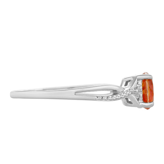 Anillo de Plata con Cuarzo Padparadscha y Topacio Blanco