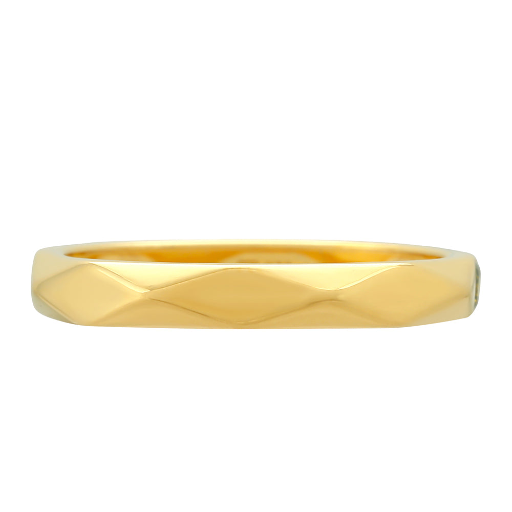 Anillo de Plata Bañada en Oro con Diamante Verde